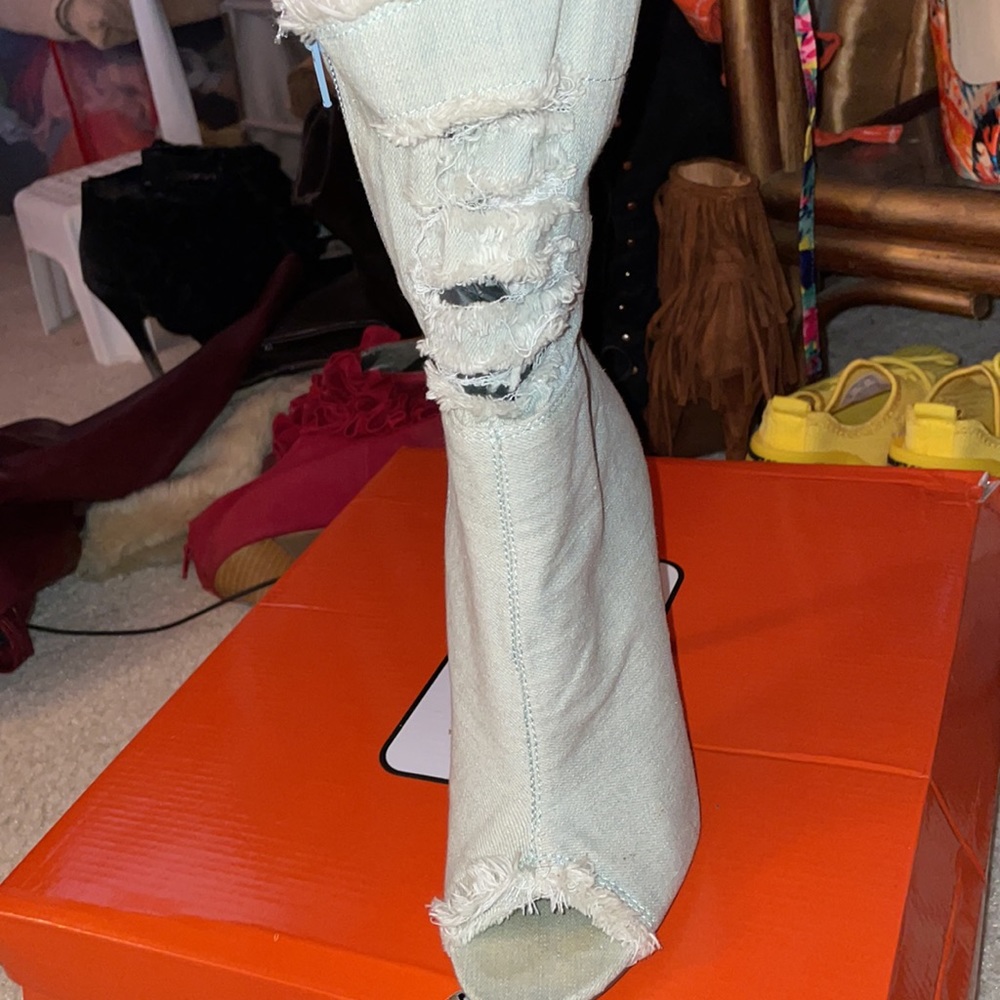 Open Toe Denim Boot - image 3